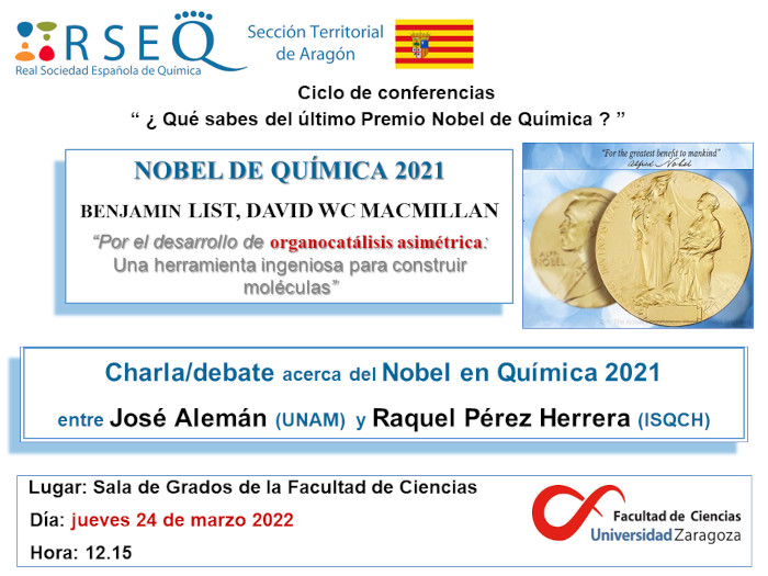 Charla-debate acerca del Nobel en Química 2021_José Alemán_Raquel Pérez